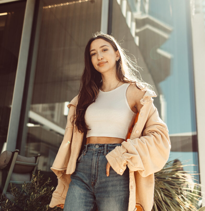 University of Texas student poses in Austin, Texas