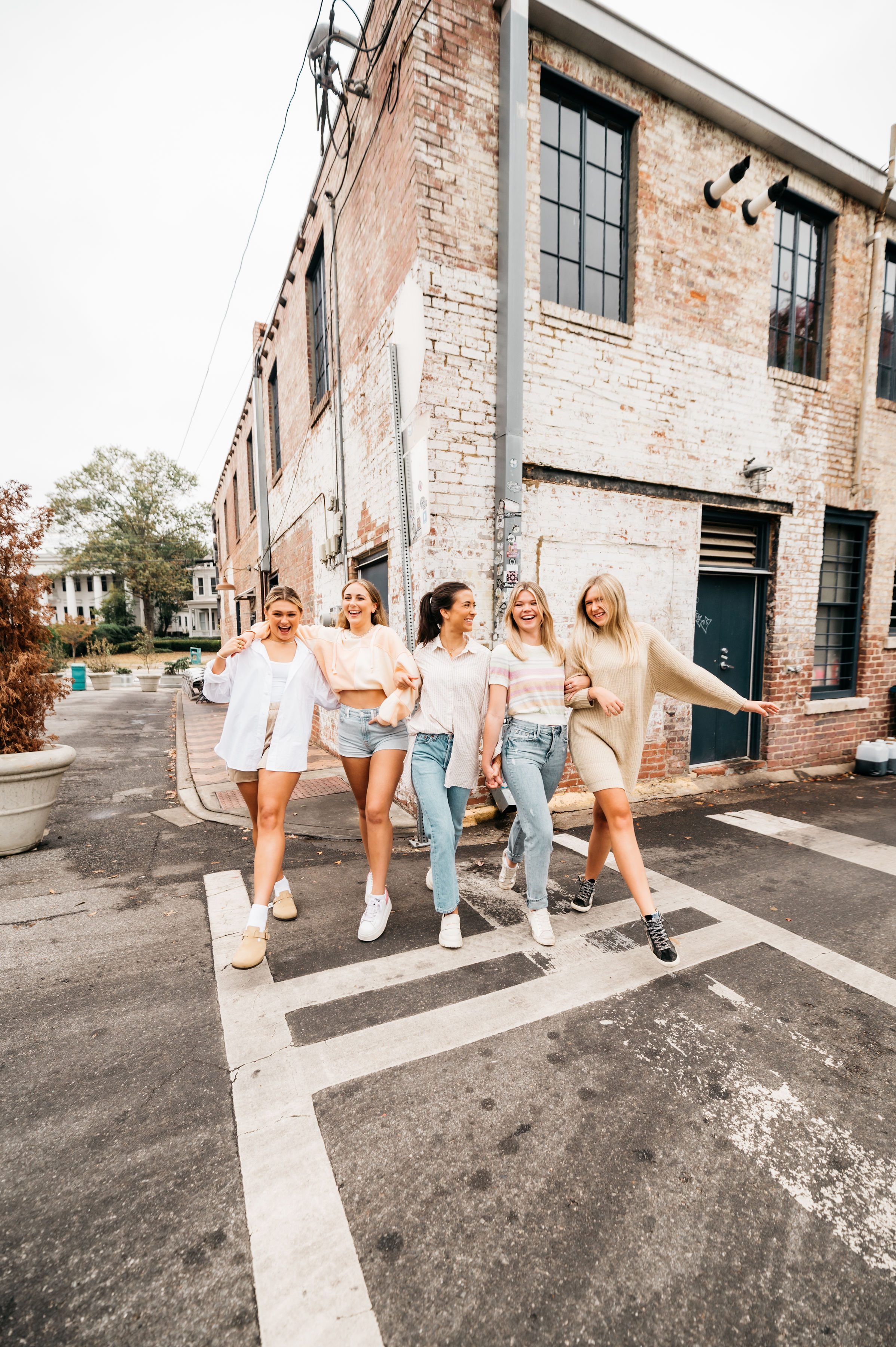 friends walking together in Athens