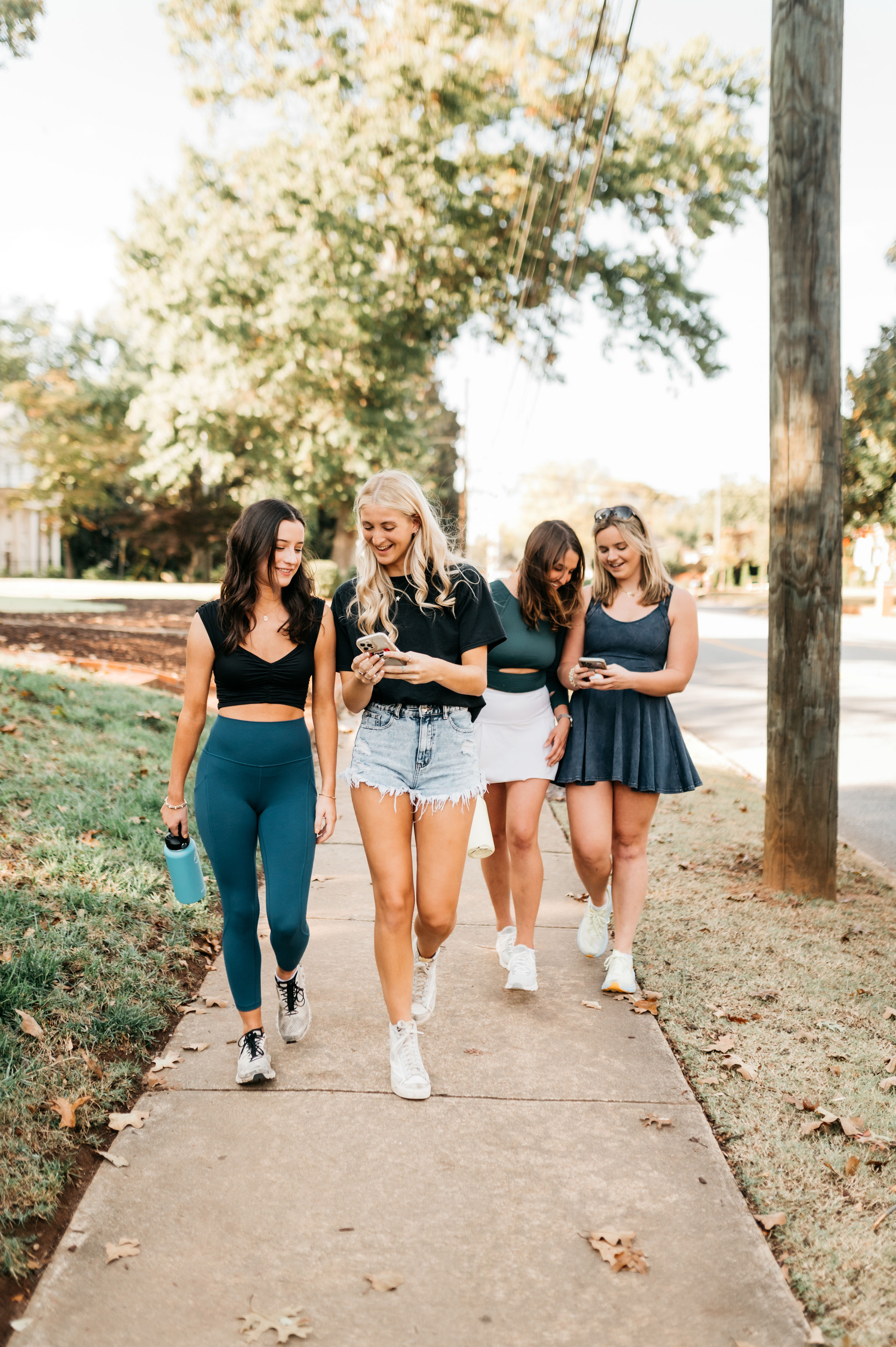 friends walking around campus