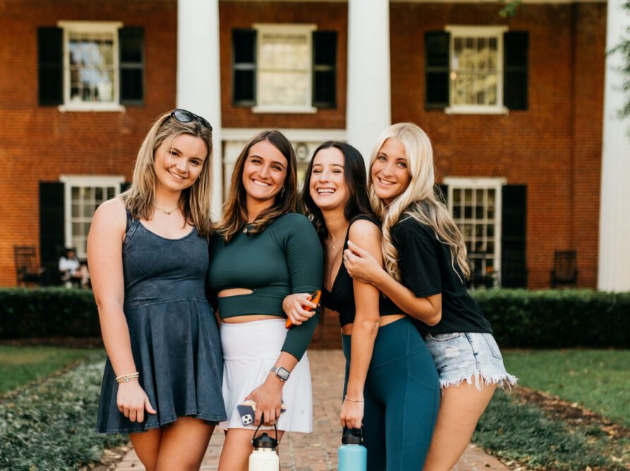 girls outside the Theta house on Milledge in Athens GA