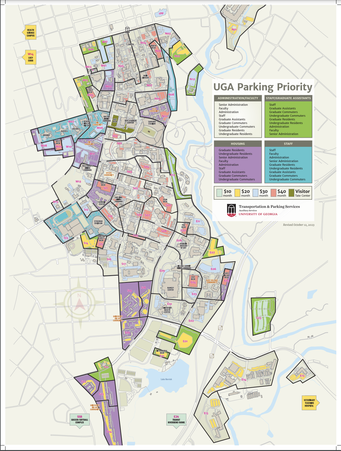 UGA parking map 