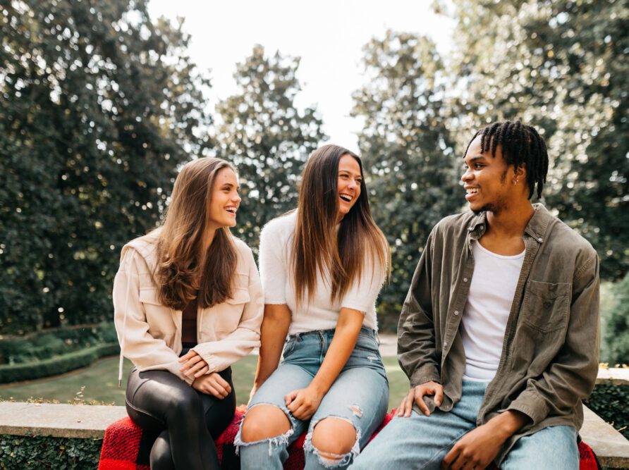 friends hanging out outside in Athens, GA