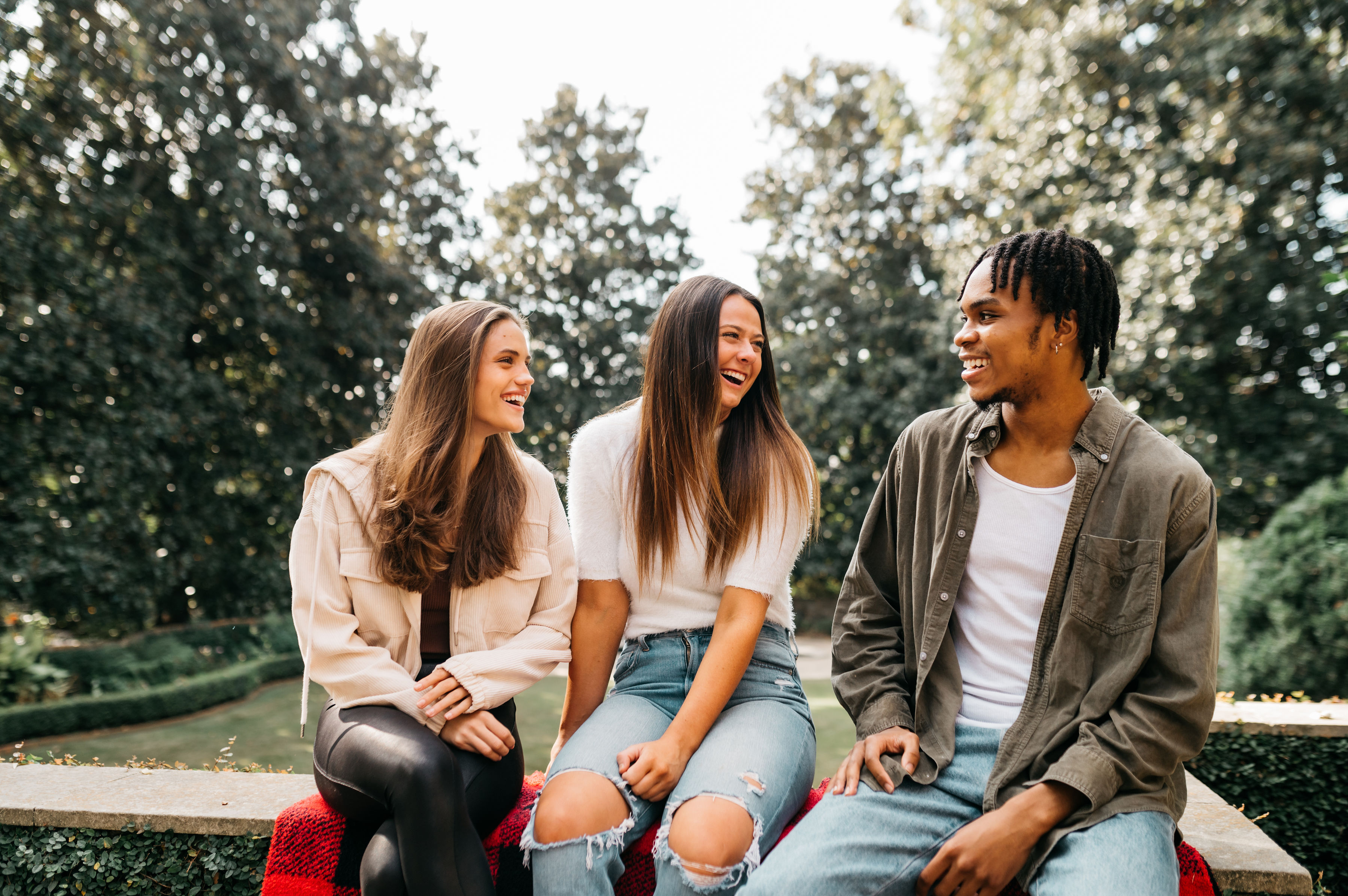 friends hanging out outside in Athens, GA