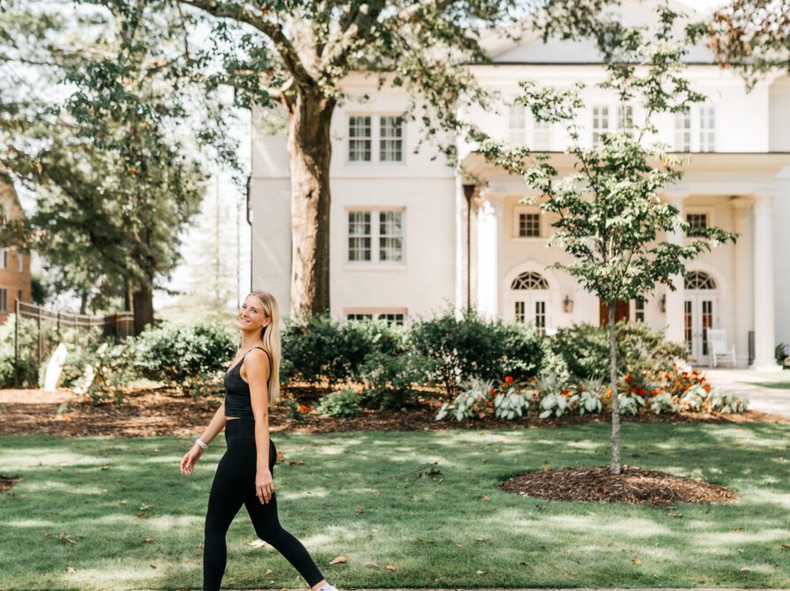 Girl walking on campus