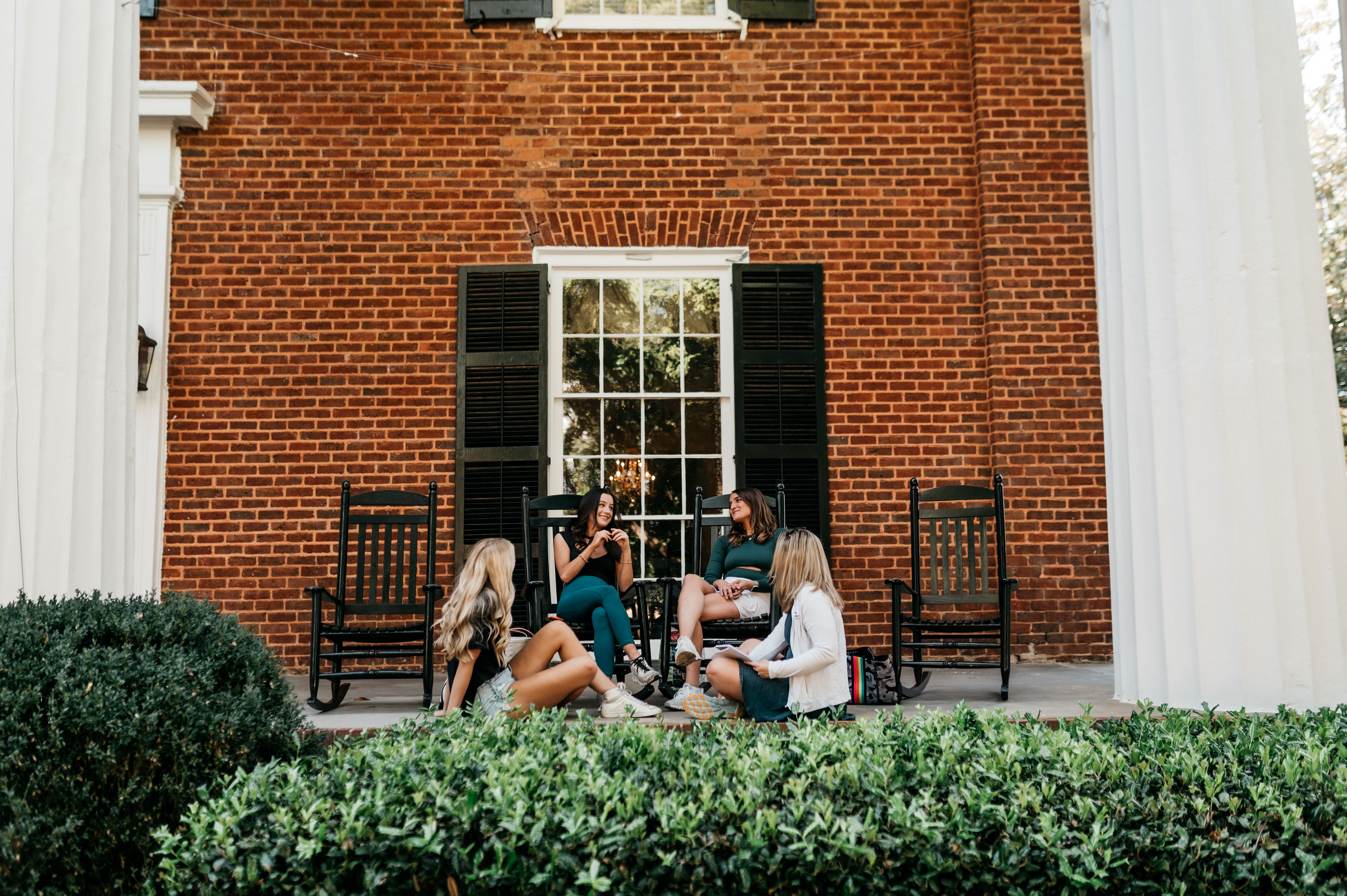 Girls in front of sorority house near UGA