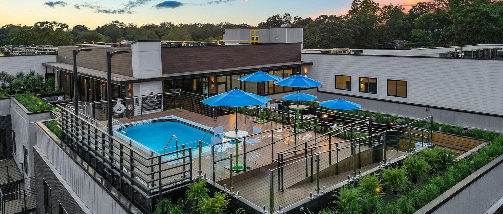sky view of rooftop pool at the Maxxen Athens